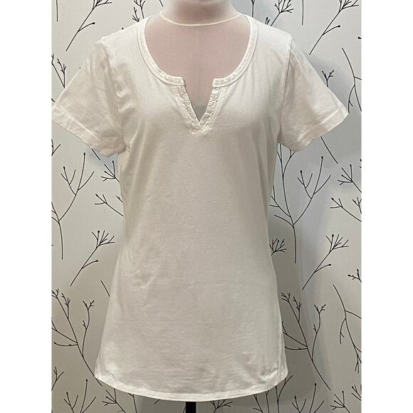 WOOLRICH Seasalt White Eyelet trim Split Neck Top MEDIUM 100% Cotton Base Staple - Picture 2 of 7